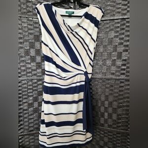 Lauren Ralph Lauren Faux Wrap Striped Dress
